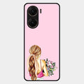 Styles Girl With Flower Glass Case For Vivo V29E 5G