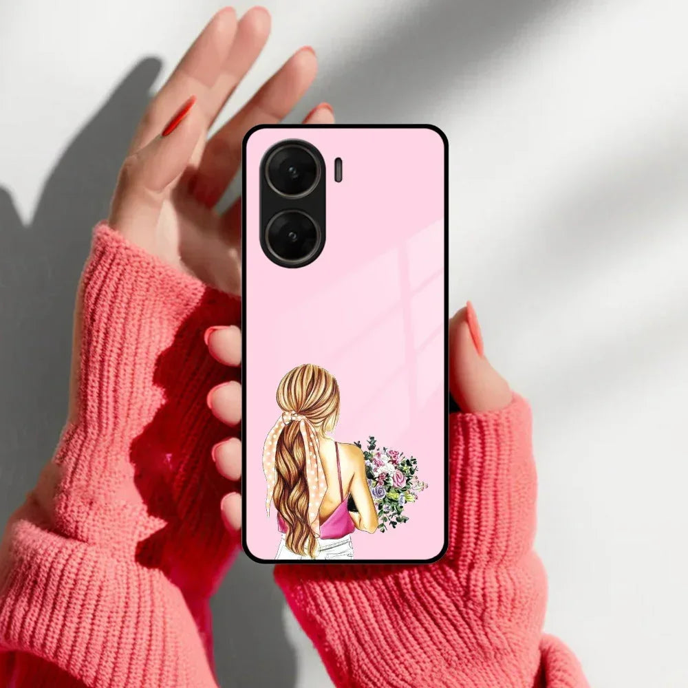 Styles Girl With Flower Glass Case For Vivo - ShopOnCliQ