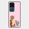 Styles Girl With Flower Glass Case For Vivo V30 5G