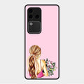 Styles Girl With Flower Glass Case For Vivo V30 Pro 5G