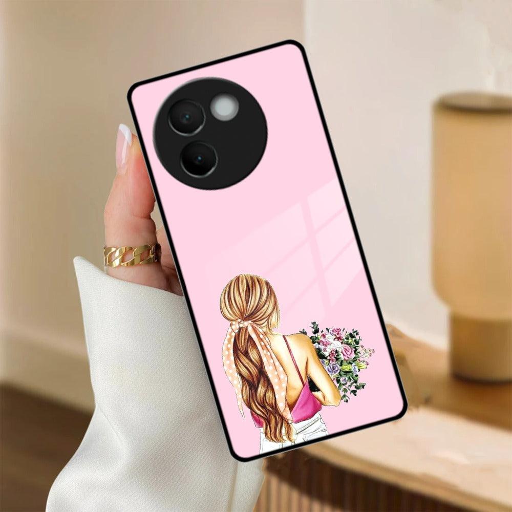 Styles Girl With Flower Glass Case For Vivo - ShopOnCliQ