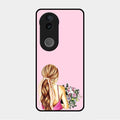 Styles Girl With Flower Glass Case For Vivo V50E 5G