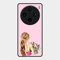 Styles Girl With Flower Glass Case For Vivo X100 Pro 5G