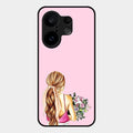 Styles Girl With Flower Glass Case For Vivo X200 Fe 5G