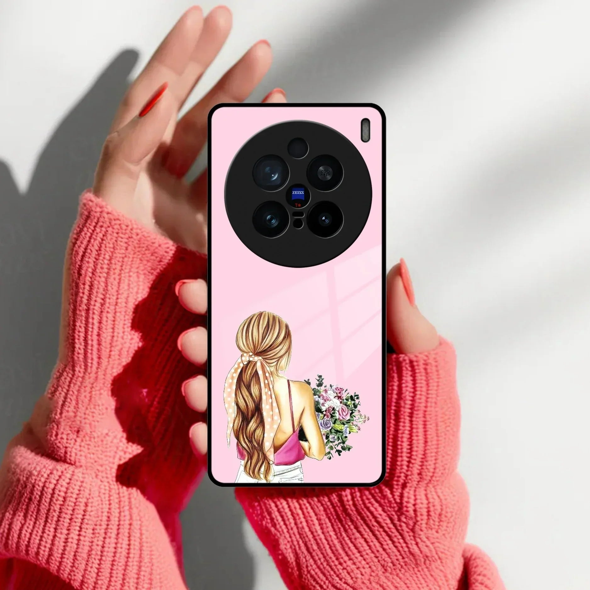 Styles Girl With Flower Glass Case For Vivo - ShopOnCliQ