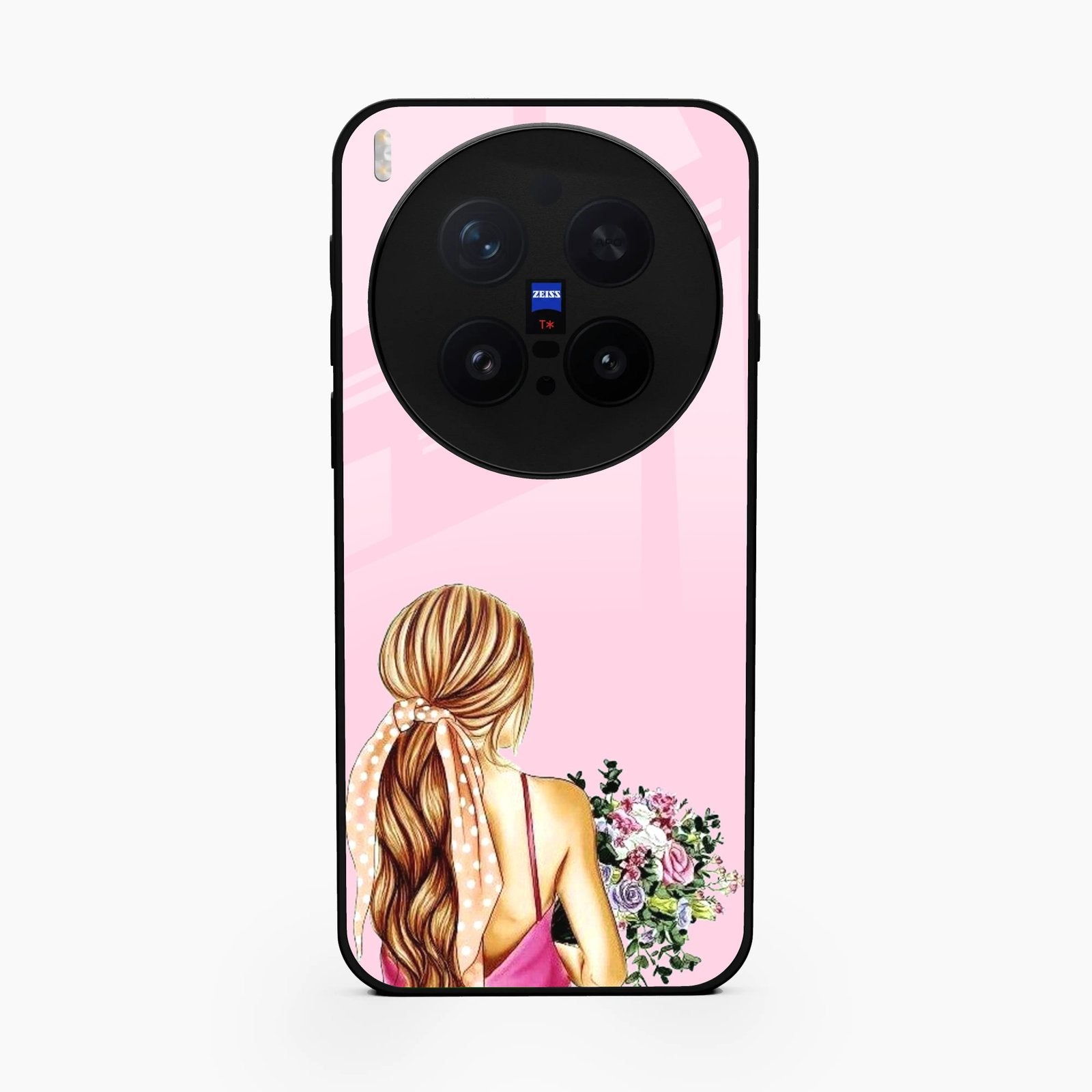 Styles Girl With Flower Glass Case For Vivo X300 Pro 5G