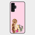 Styles Girl With Flower Glass Case For Vivo X50 5G