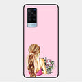 Styles Girl With Flower Glass Case For Vivo X60 5G