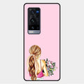 Styles Girl With Flower Glass Case For Vivo X60 Pro Plus 5G