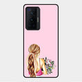 Styles Girl With Flower Glass Case For Vivo X70 Pro 5G