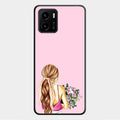 Styles Girl With Flower Glass Case For Vivo Y01