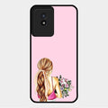 Styles Girl With Flower Glass Case For Vivo Y02T