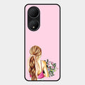 Styles Girl With Flower Glass Case For Vivo Y100A 5G