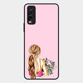 Styles Girl With Flower Glass Case For Vivo Y12G