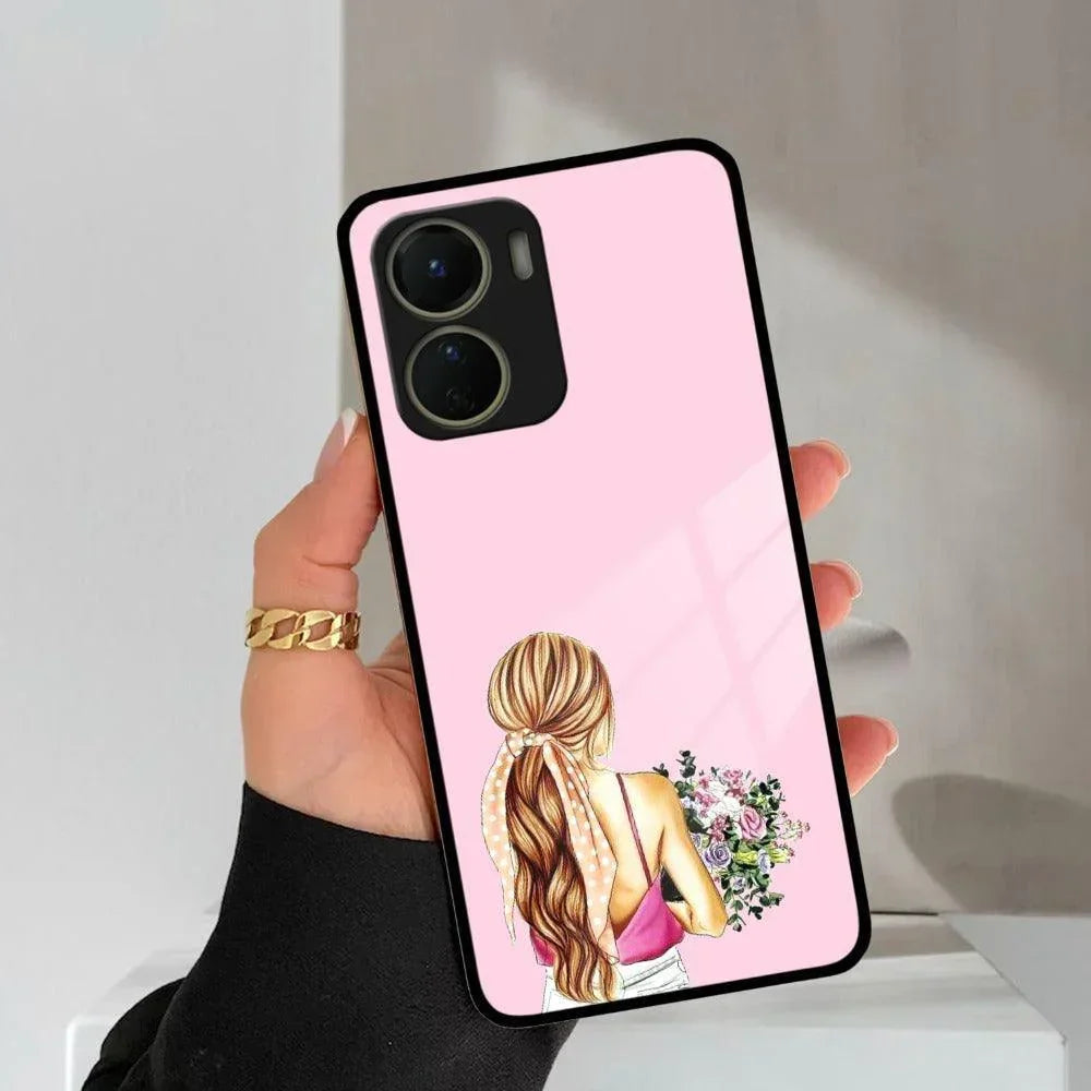 Styles Girl With Flower Glass Case For Vivo - ShopOnCliQ