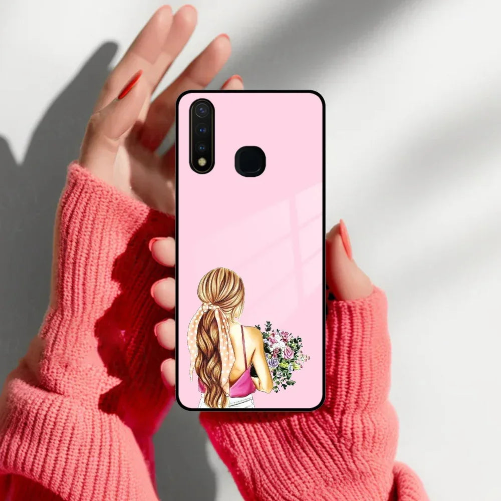 Styles Girl With Flower Glass Case For Vivo - ShopOnCliQ