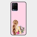 Styles Girl With Flower Glass Case For Vivo Y21E