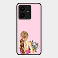 Styles Girl With Flower Glass Case For Vivo Y22
