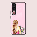 Styles Girl With Flower Glass Case For Vivo Y31 5G