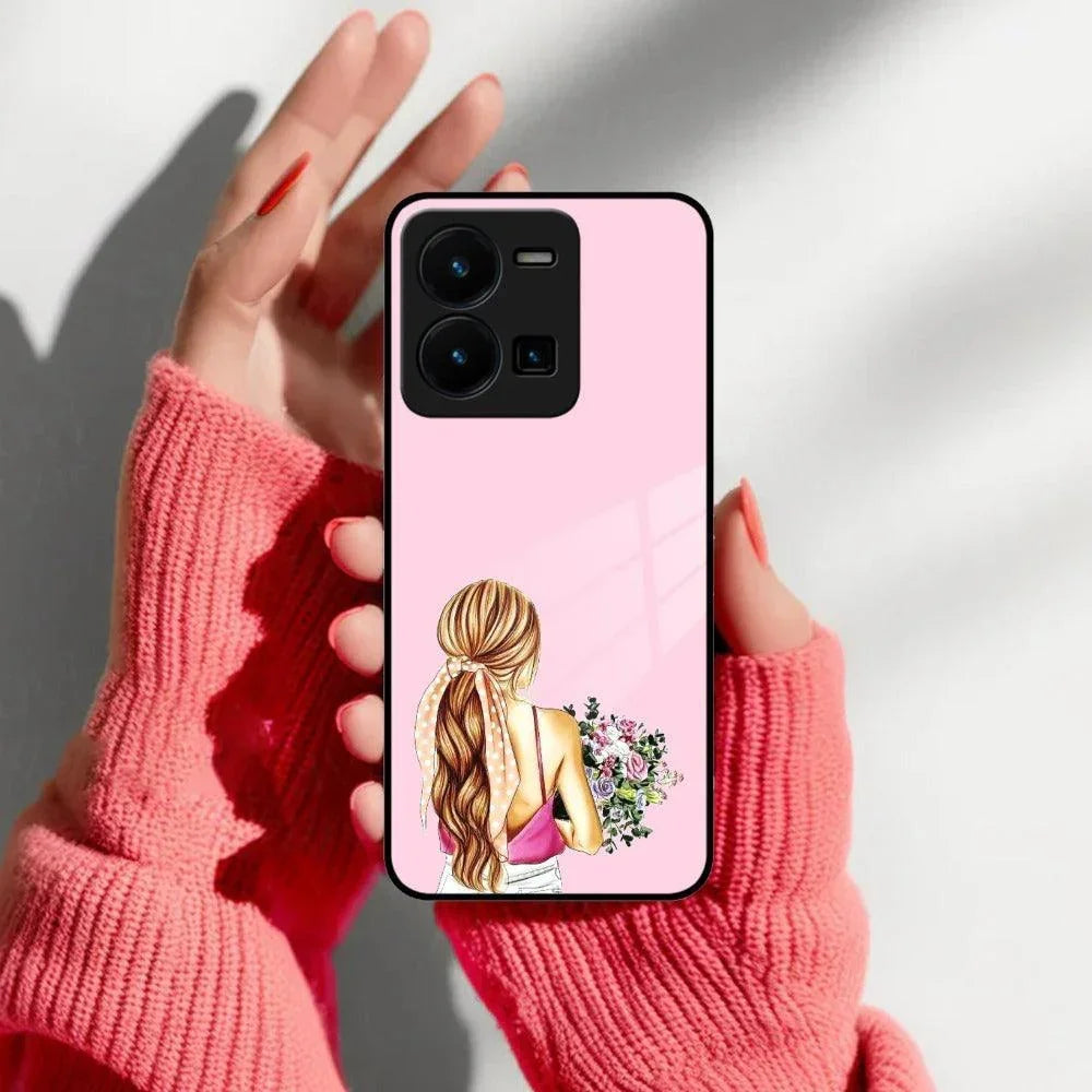 Styles Girl With Flower Glass Case For Vivo - ShopOnCliQ