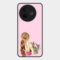 Styles Girl With Flower Glass Case For Vivo Y39 5G