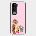 Styles Girl With Flower Glass Case For Vivo Y400 5G