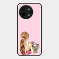 Styles Girl With Flower Glass Case For Vivo Y58 5G