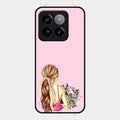 Styles Girl With Flower Glass Case For Xiaomi 14 5G