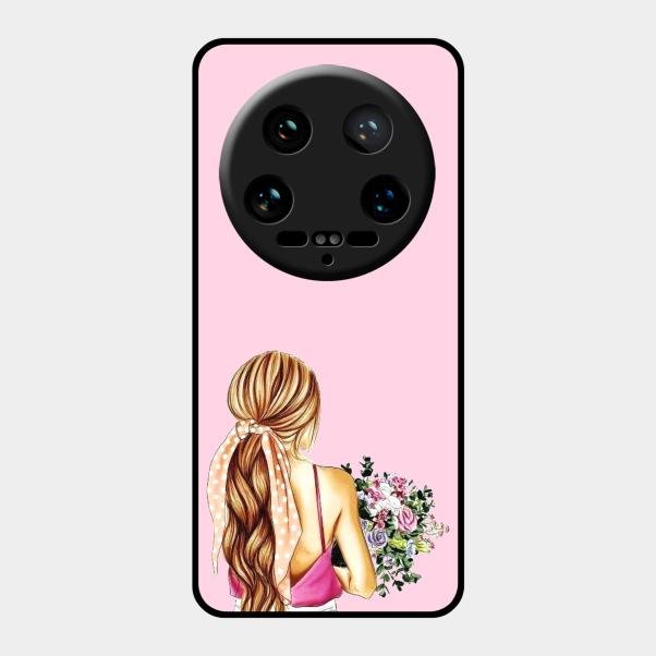 Styles Girl With Flower Glass Case For Xiaomi 14 Ultra