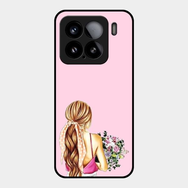 Styles Girl With Flower Glass Case For Xiaomi 15 5G