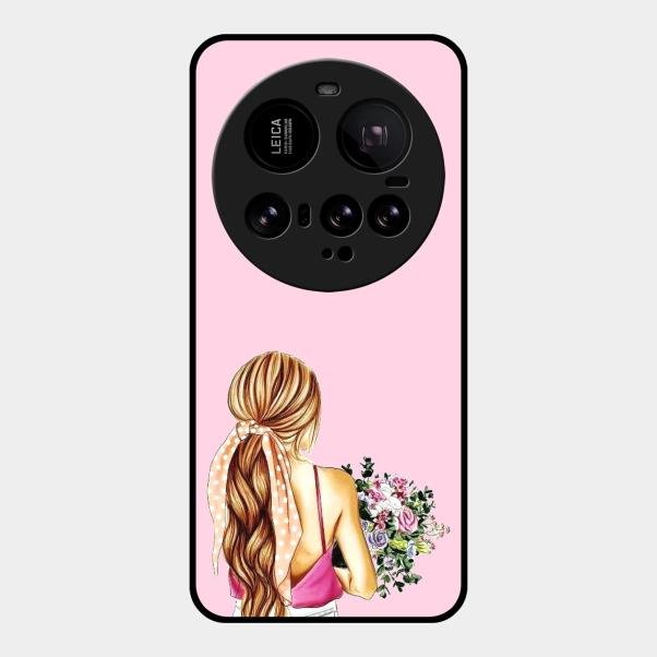 Styles Girl With Flower Glass Case For Xiaomi 15 Ultra 5G