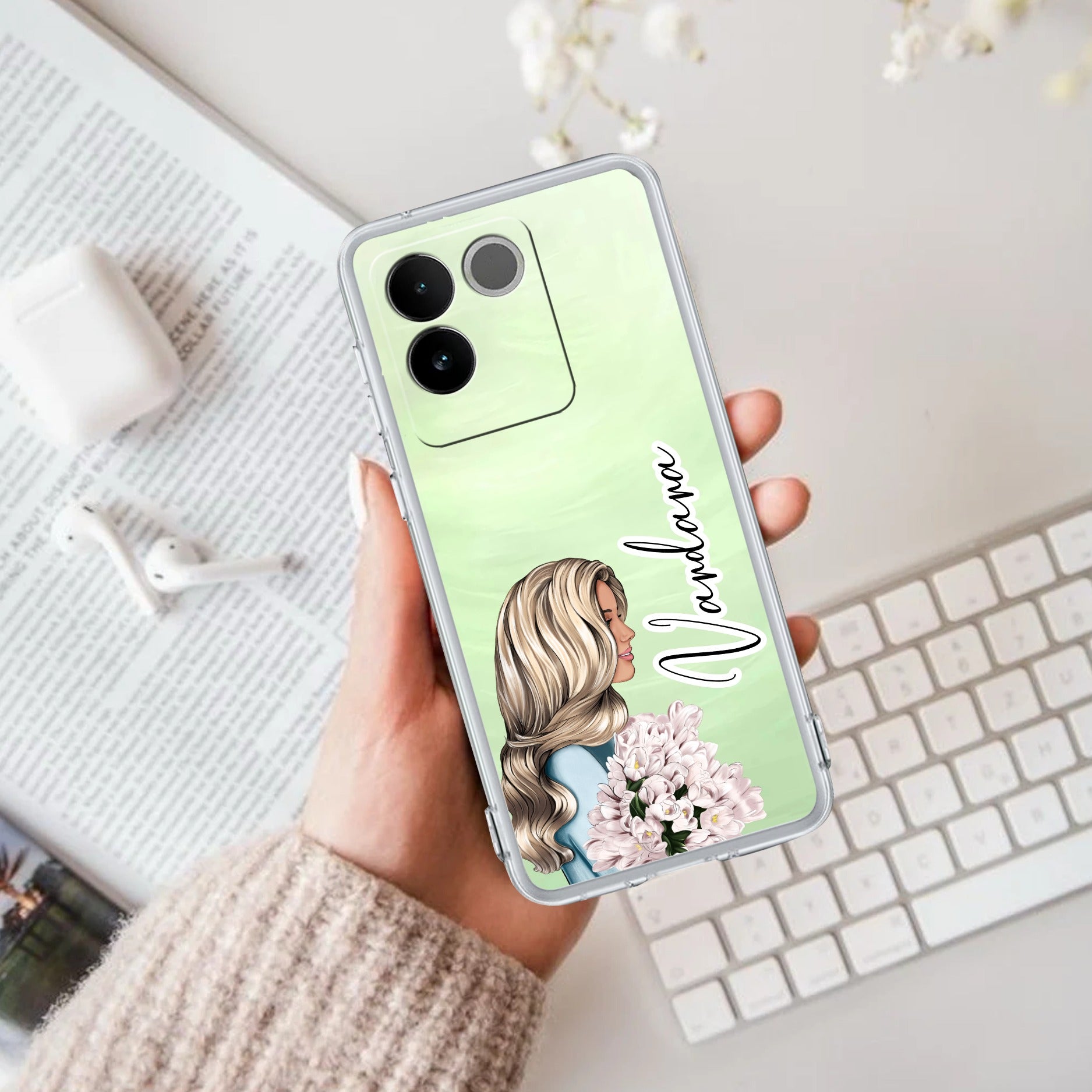 Stylish Girl Customize Transparent Silicon Case For Vivo T2 Pro 5G