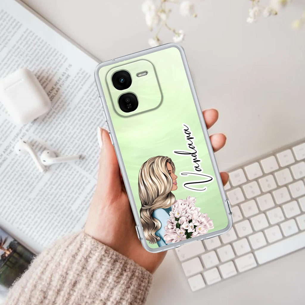 Stylish Girl Customize Transparent Silicon Case For iQOO Z9x 5G