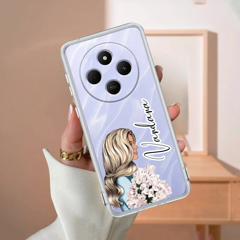 Stylish Girl Customize Transparent Silicon Case For Redmi 14C 5G