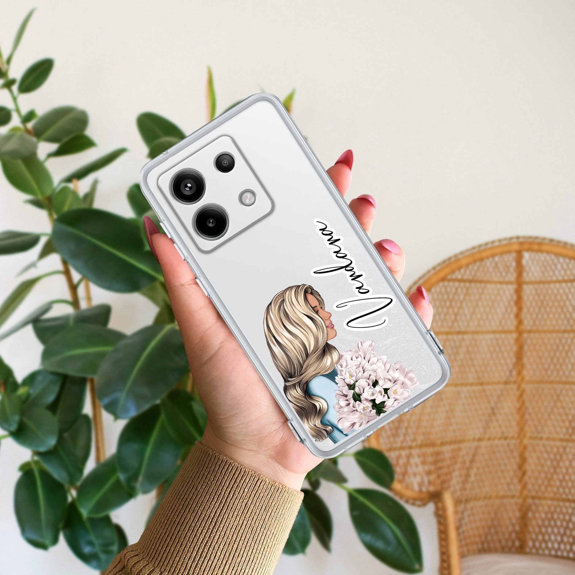 Stylish Girl Customize Transparent Silicon Case For Redmi Note 13 5G