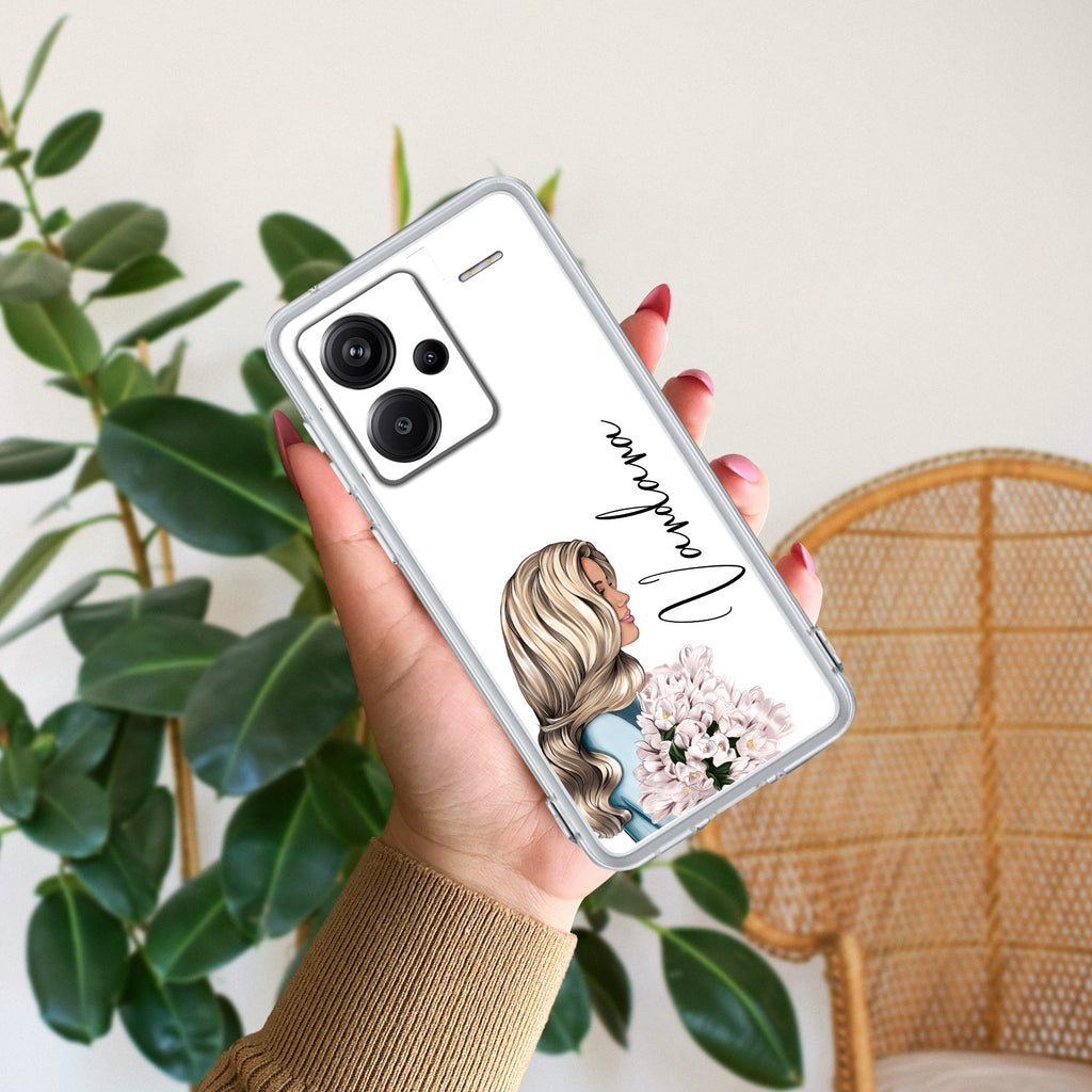 Stylish Girl Customize Transparent Silicon Case For Redmi Note 13 Pro Plus 5G