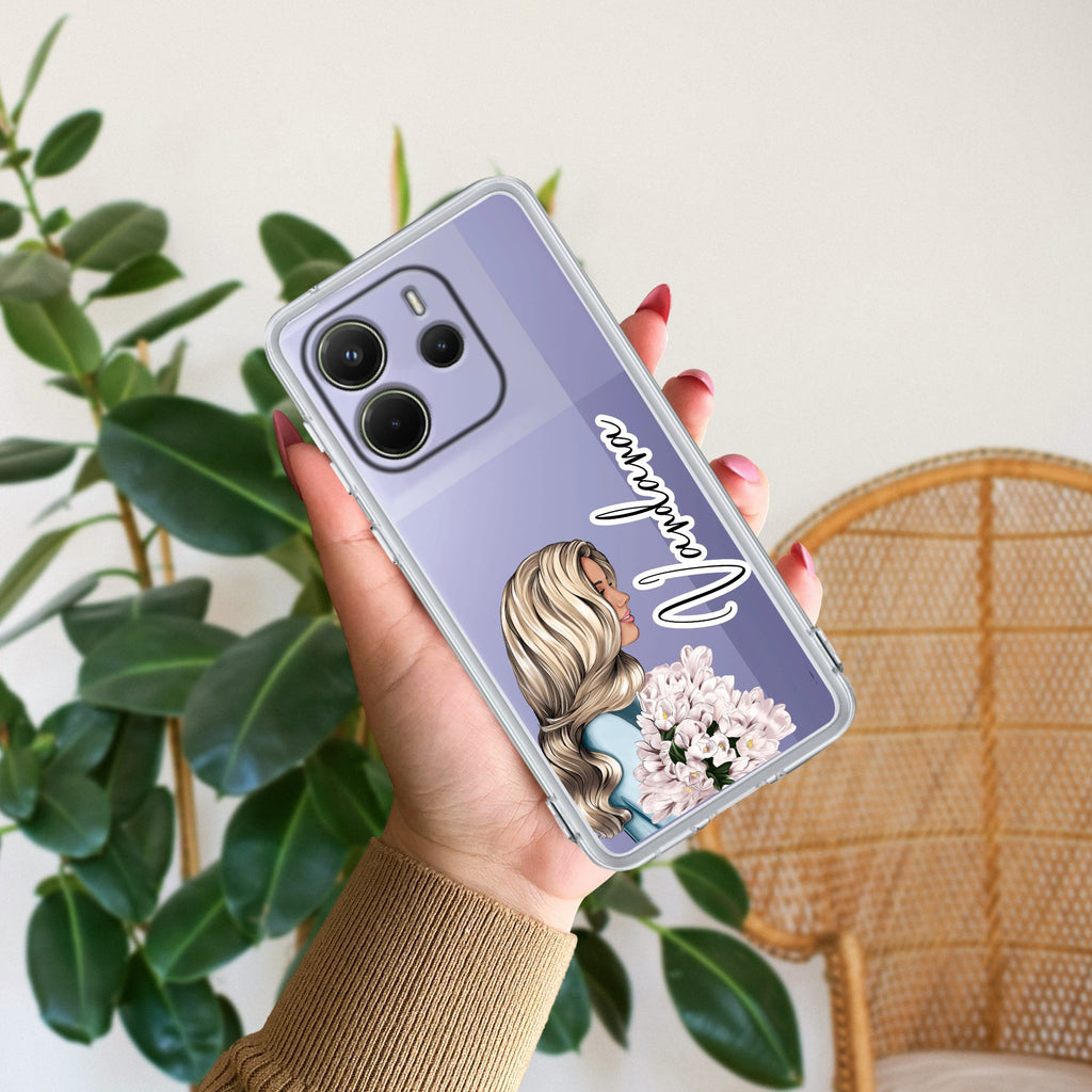 Stylish Girl Customize Transparent Silicon Case For Redmi Note 14 5G