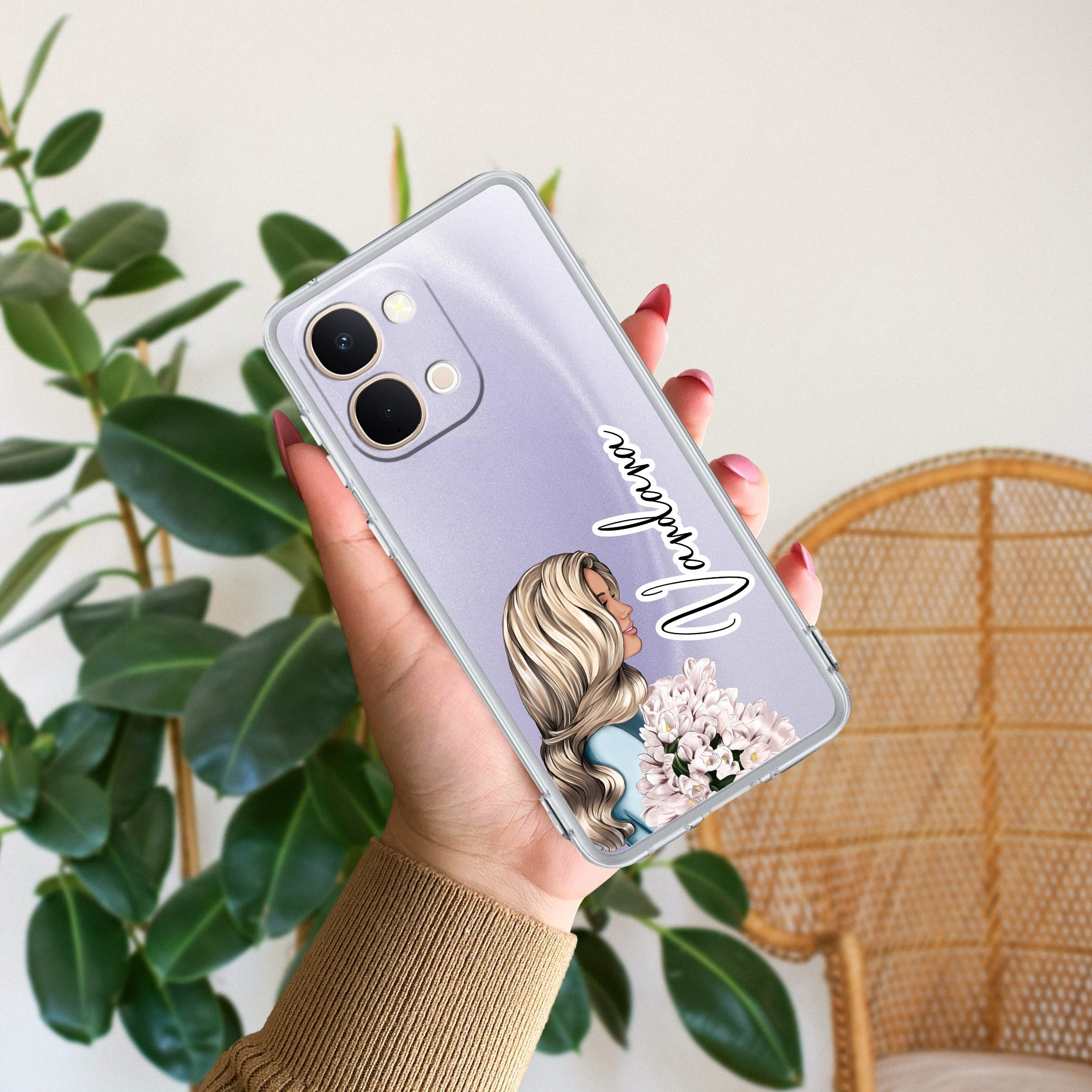 Stylish Girl Customize Transparent Silicon Case For Vivo T5X 5G