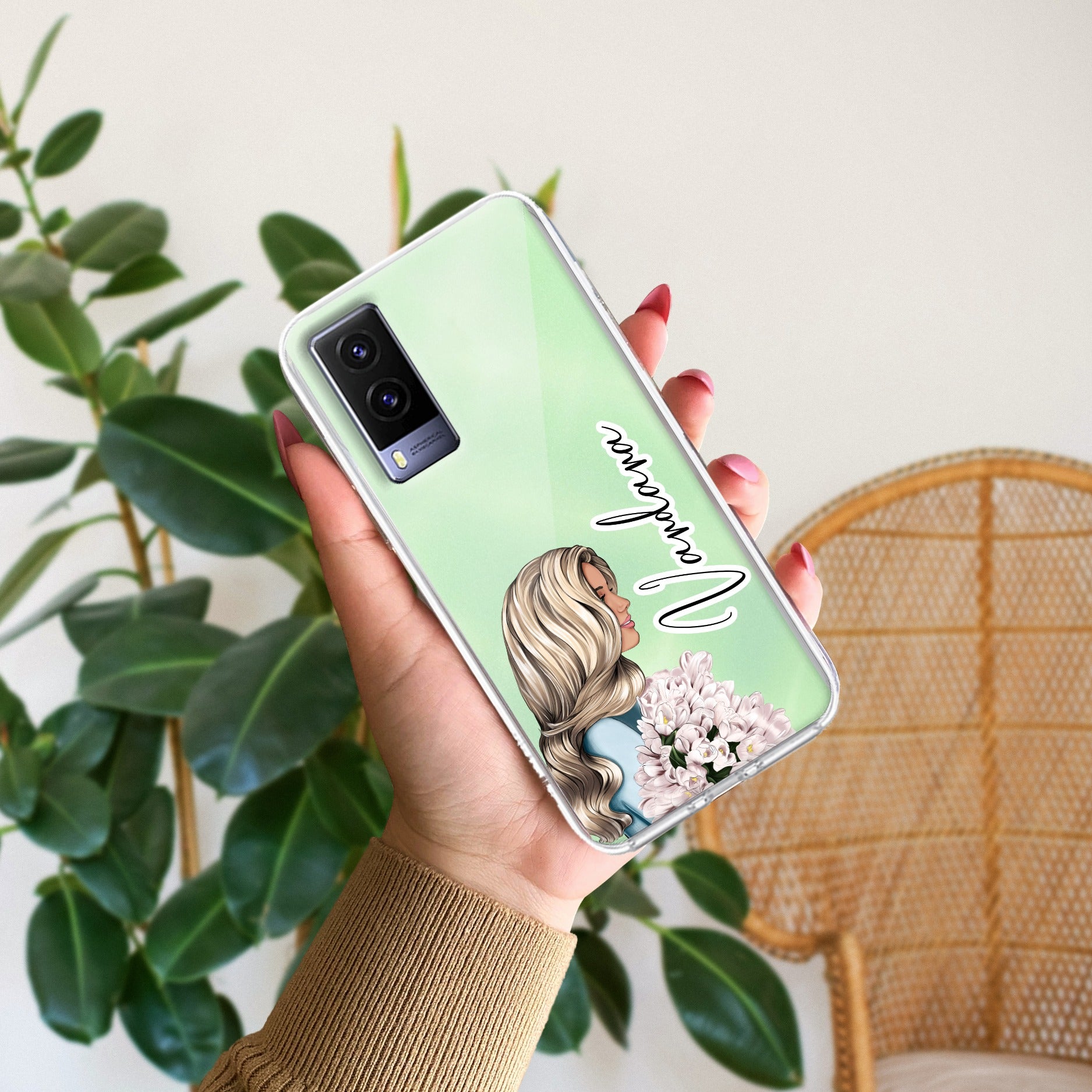 Stylish Girl Customize Transparent Silicon Case For Vivo V21e 5G