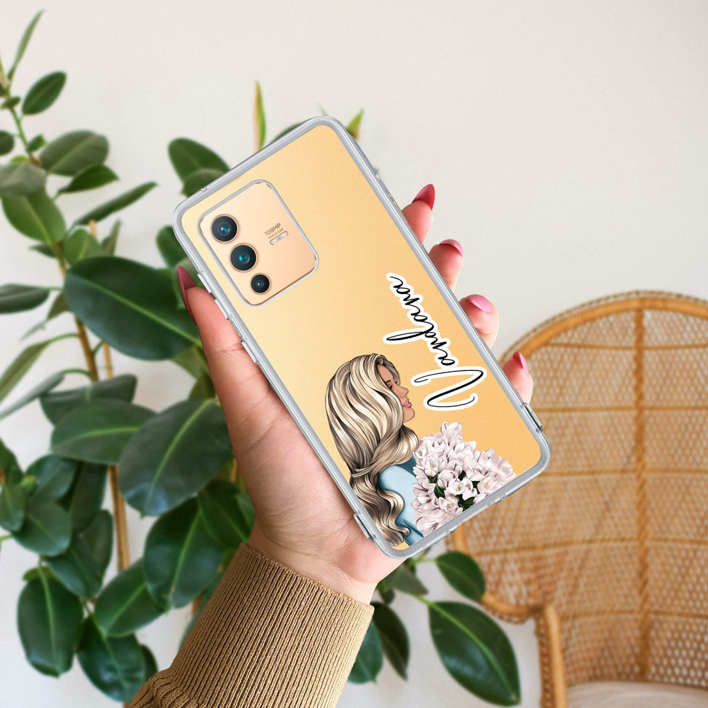 Stylish Girl Customize Transparent Silicon Case For Vivo V23 5G