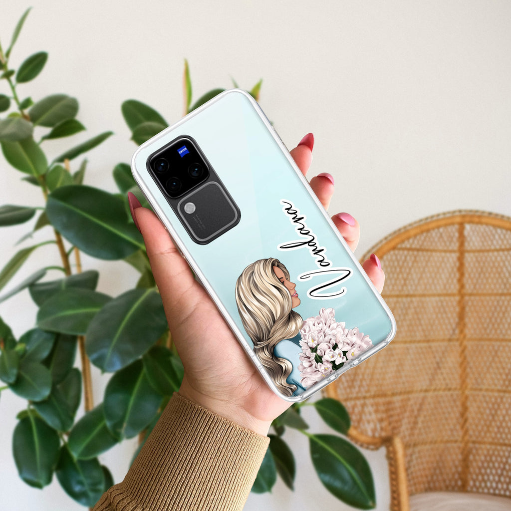 Stylish Girl Customize Transparent Silicon Case For Vivo V30 Pro 5G