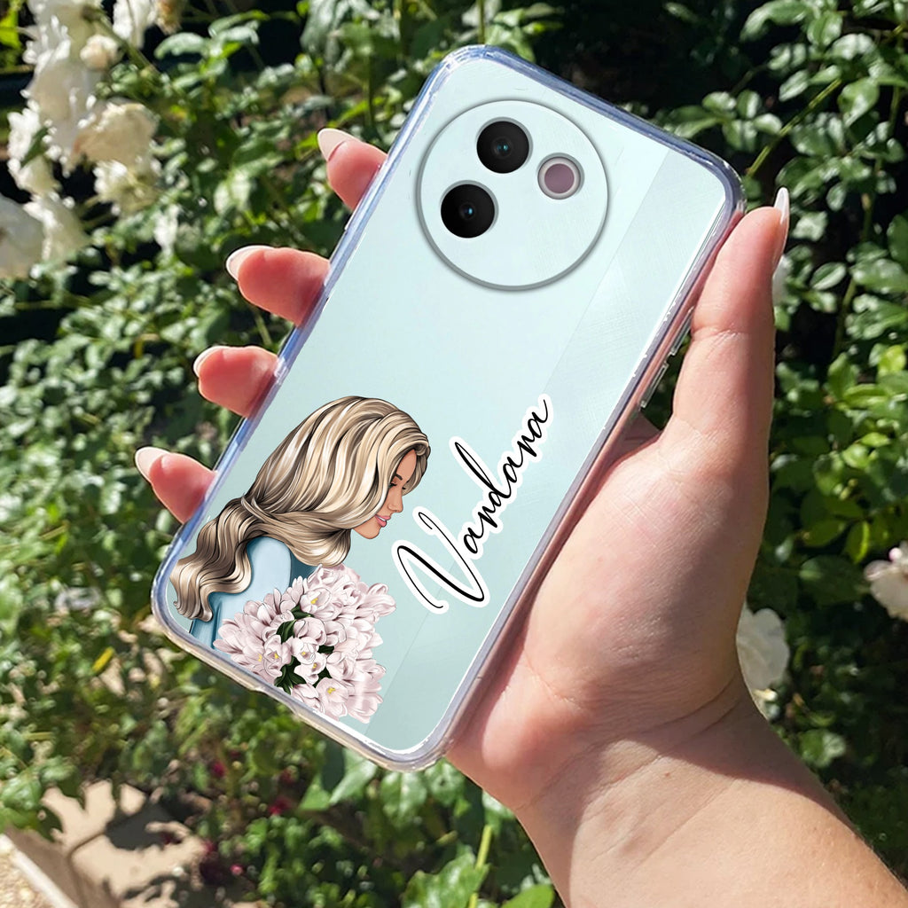 Stylish Girl Customize Transparent Silicon Case For Vivo V30e 5G