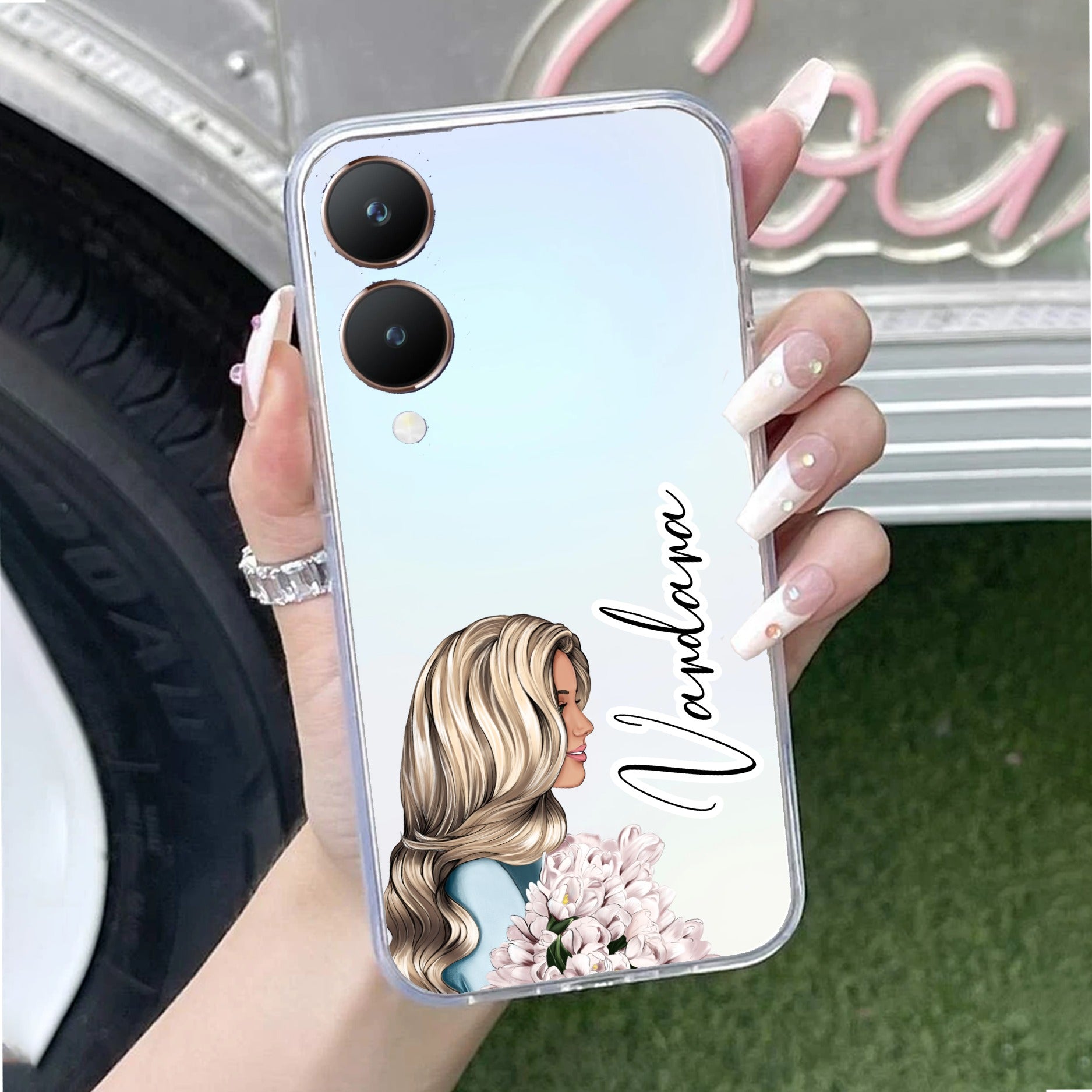 Stylish Girl With Cap Customize Anti Yellow Case For Vivo Y28 5G