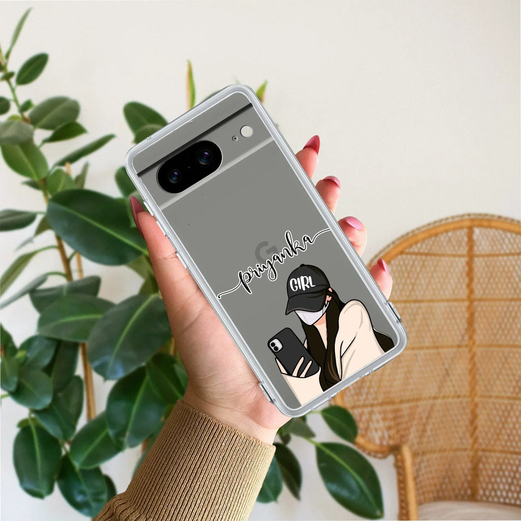 Stylish Girl With Cap Customize Anti Yellow Case For Google Pixel 8 5G