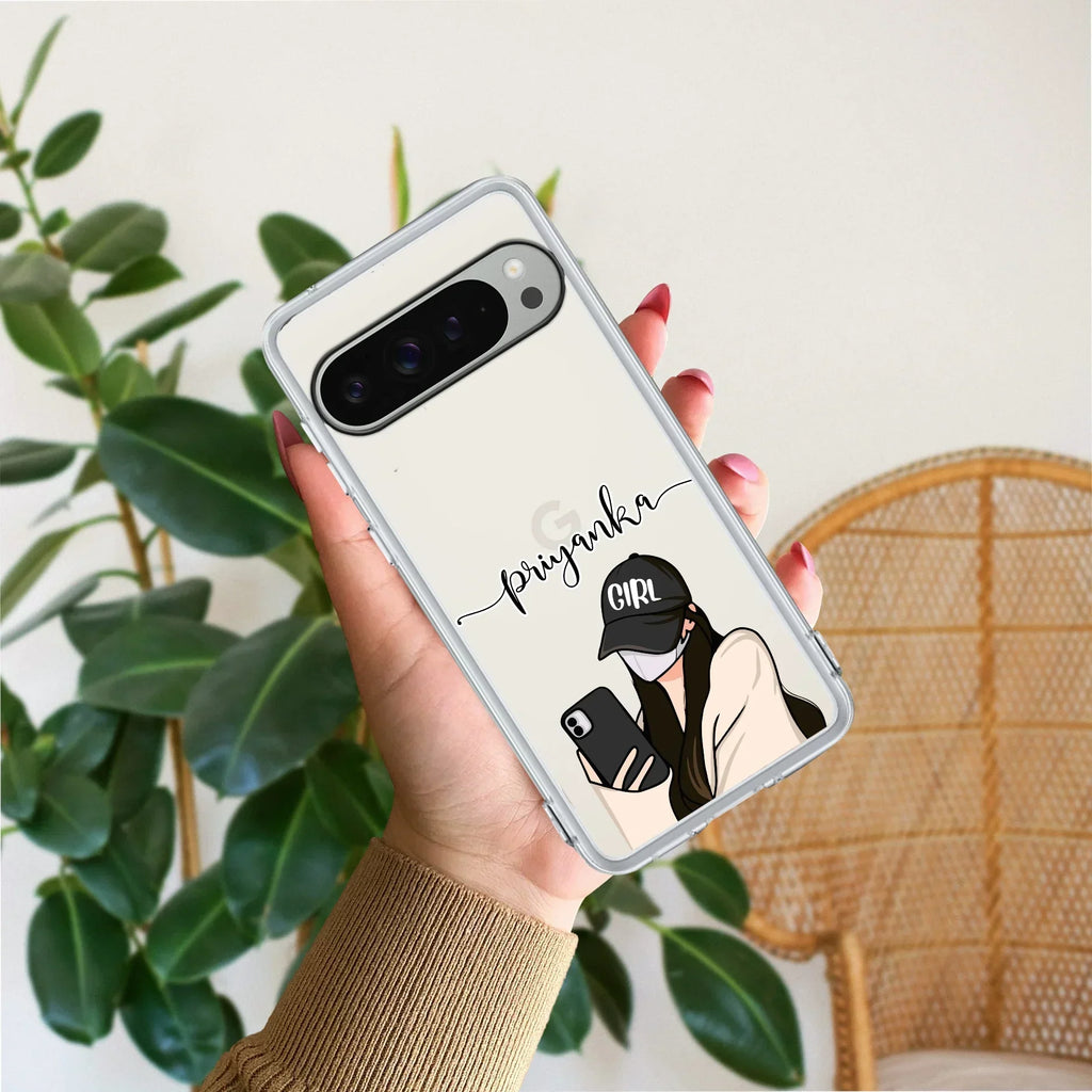 Stylish Girl With Cap Customize Transparent Silicon Case For Google Pixel 10 Pro XL