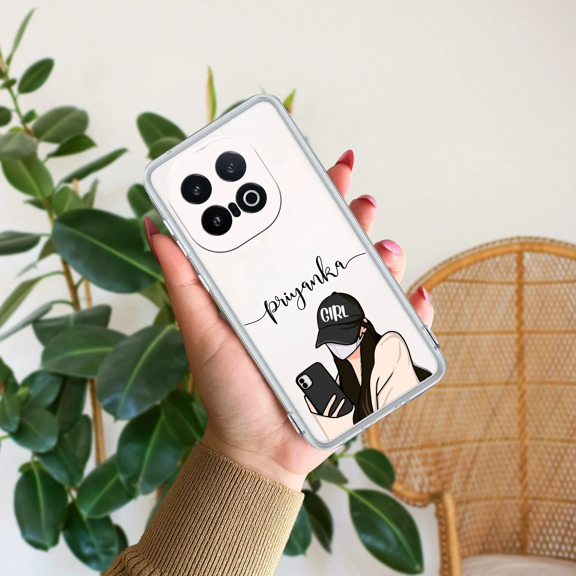 Stylish Girl With Cap Customize Transparent Silicon Case For iQOO 13 5G