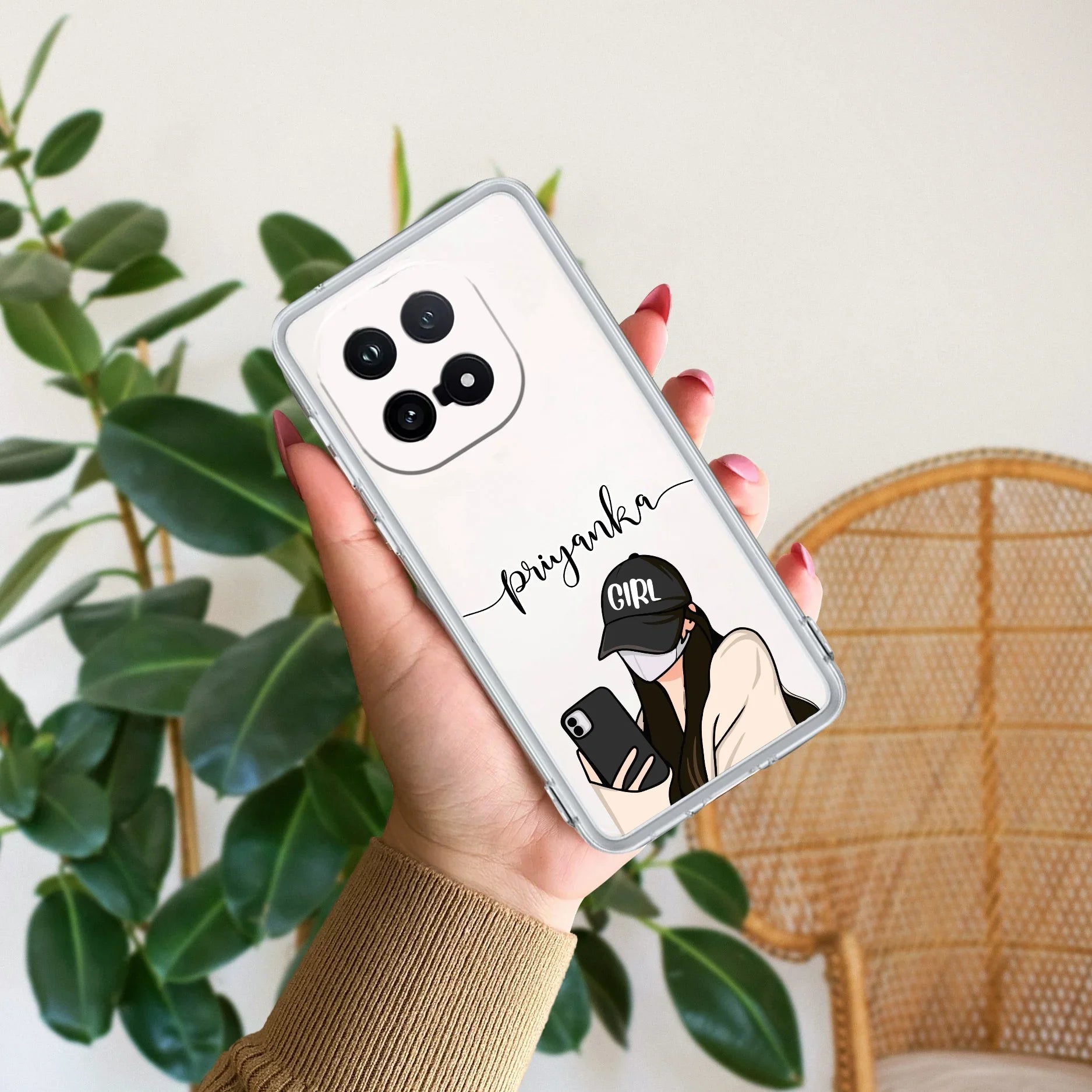 Stylish Girl With Cap Customize Transparent Silicon Case For iQOO 15 5G