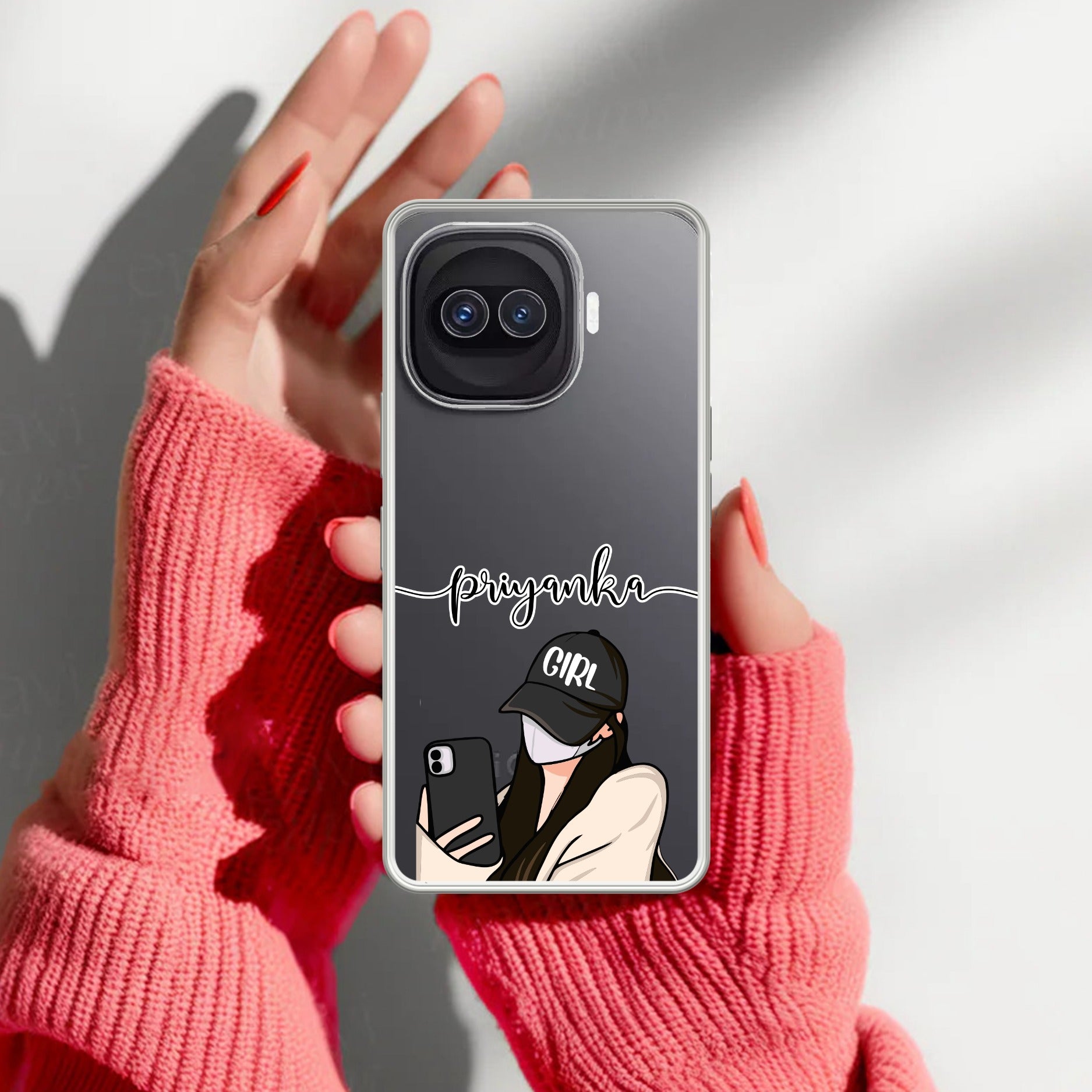 Stylish Girl With Cap Customize Transparent Silicon Case For iQOO