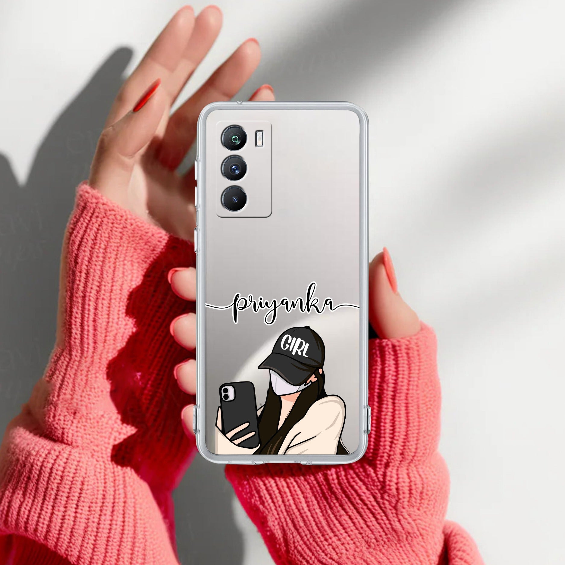 Stylish Girl With Cap Customize Transparent Silicon Case For iQOO 9 SE 5G