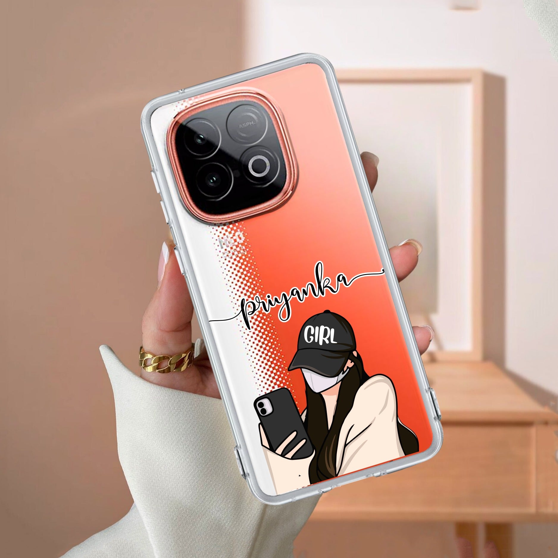 Stylish Girl With Cap Customize Transparent Silicon Case For iQOO Neo 10 5G